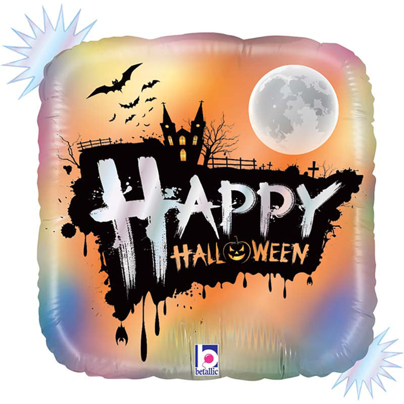 18"/Ø46cm Quadrat Folienballon "Happy Halloween"