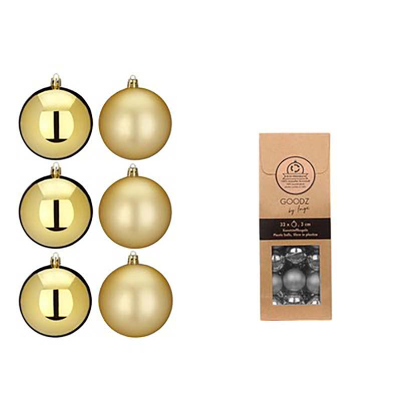 Weihnachtskugeln Gold | Ø 3 cm | 32 Stück | bruchsicher | Glänzend & matt