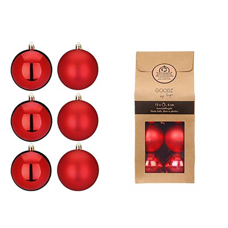 Weihnachtskugeln Rot | Ø 6 cm | 13 Stück | bruchsicher | Glänzend & matt | Mini