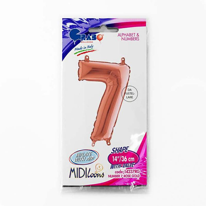 ABC Mini Zahlen Folienballon 14"/36cm | Rosegold #7