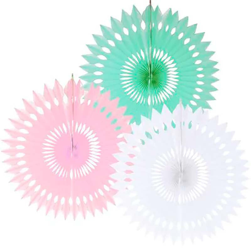 Dekofächer weiß-mint-rosa 40cm