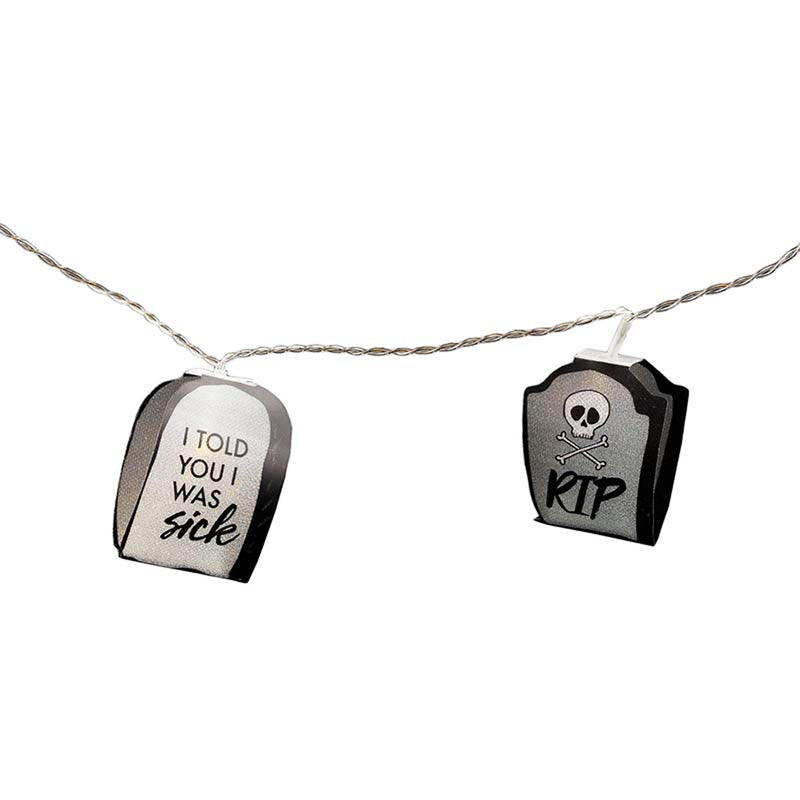 Lichterkette Grabsteine LED Girlande Halloween Dekoration
