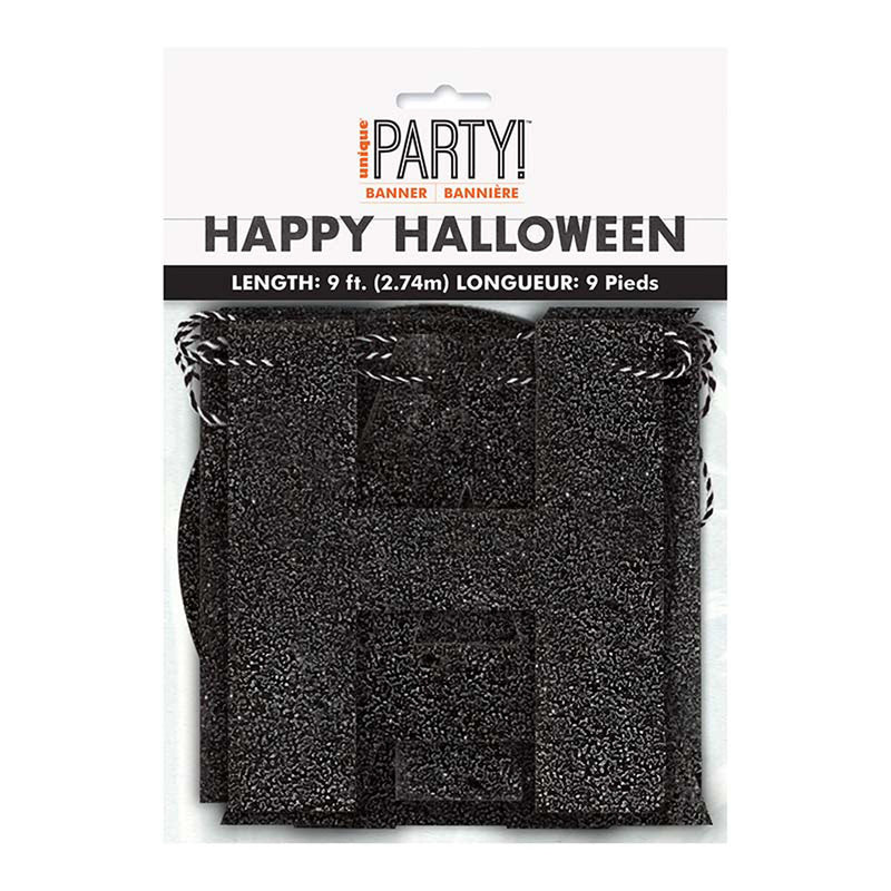 Banner Glitter Happy Halloween ca. 274 cm