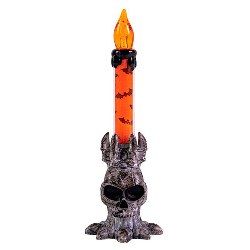 Halloween Kerzenständer mit LED Horror-Kerze | Totenkopf Design