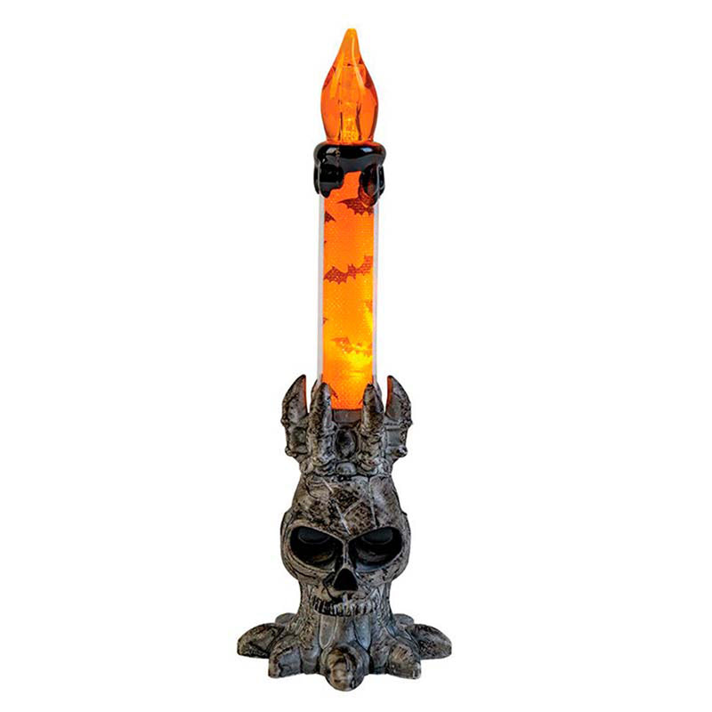 Halloween Kerzenständer mit LED Horror-Kerze | Totenkopf Design