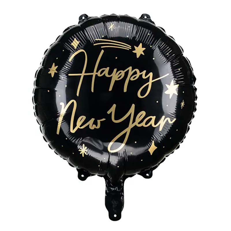 ABC18 Folienballon "Happy New Year" | Ø 45 cm Schwarz