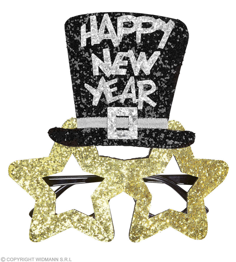 Brille Happy New Year Gold