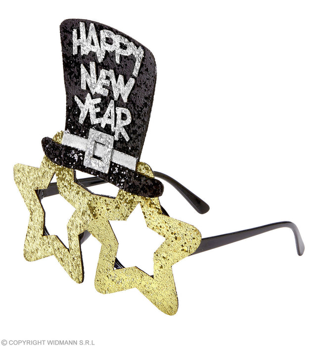 Brille Happy New Year Gold