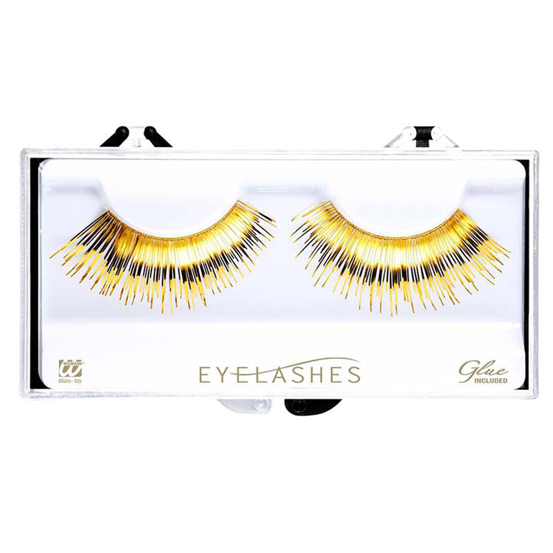 Wimpern Gold Metallic mit Klebstofftube