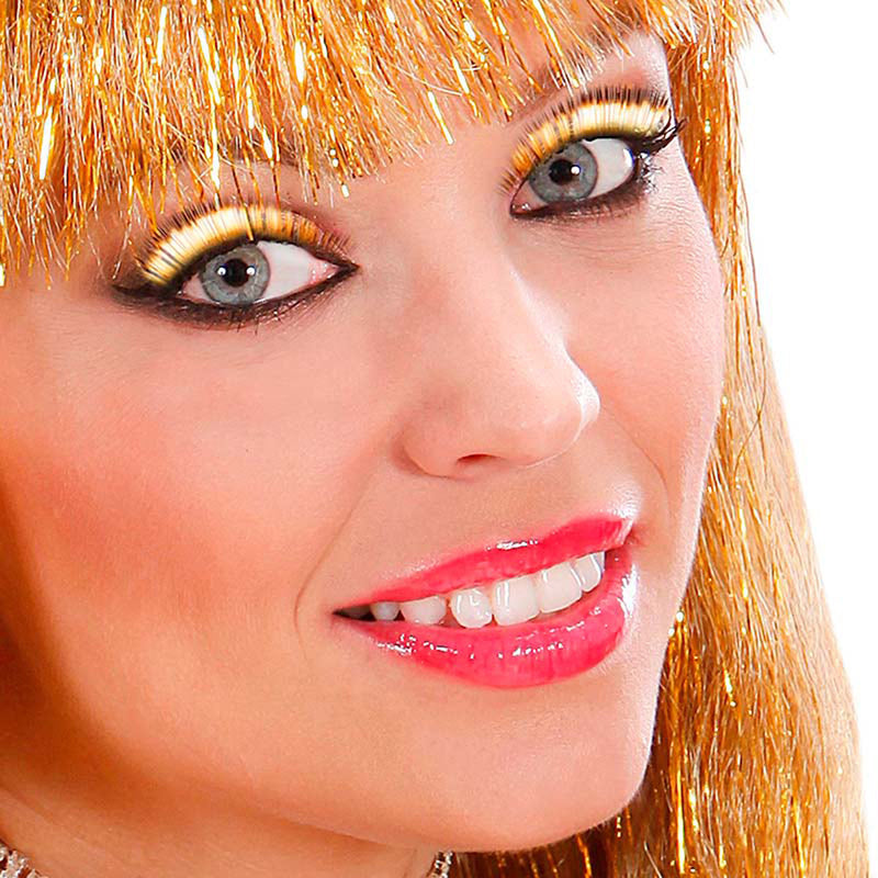 Wimpern Gold Metallic mit Klebstofftube