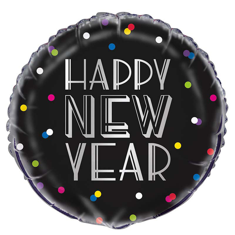 18"/Ø45cm Folienballon "New Year" Neon Dots