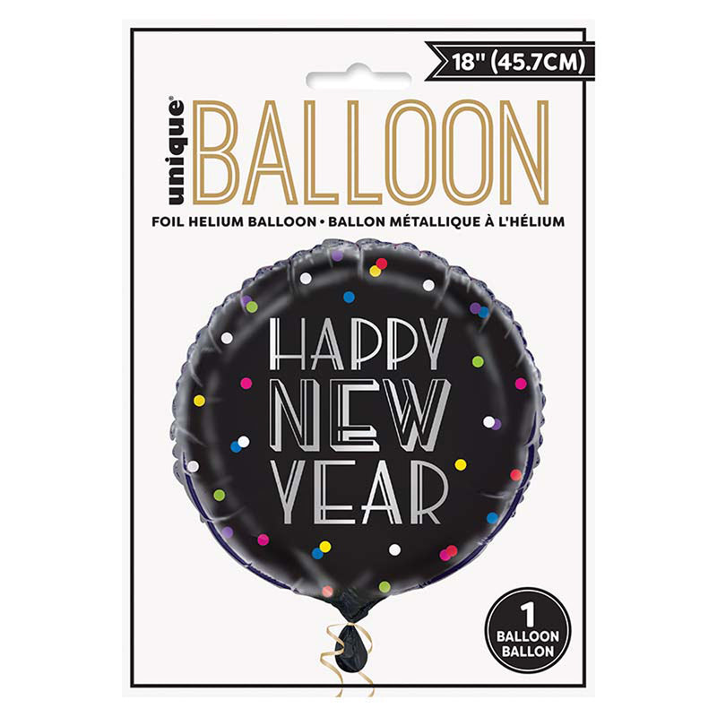 18"/Ø45cm Folienballon "New Year" Neon Dots