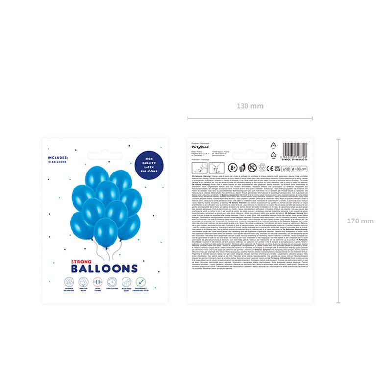 10 Stk. Luftballon Ø30cm "Uni Metallic" | Karribisch Blau