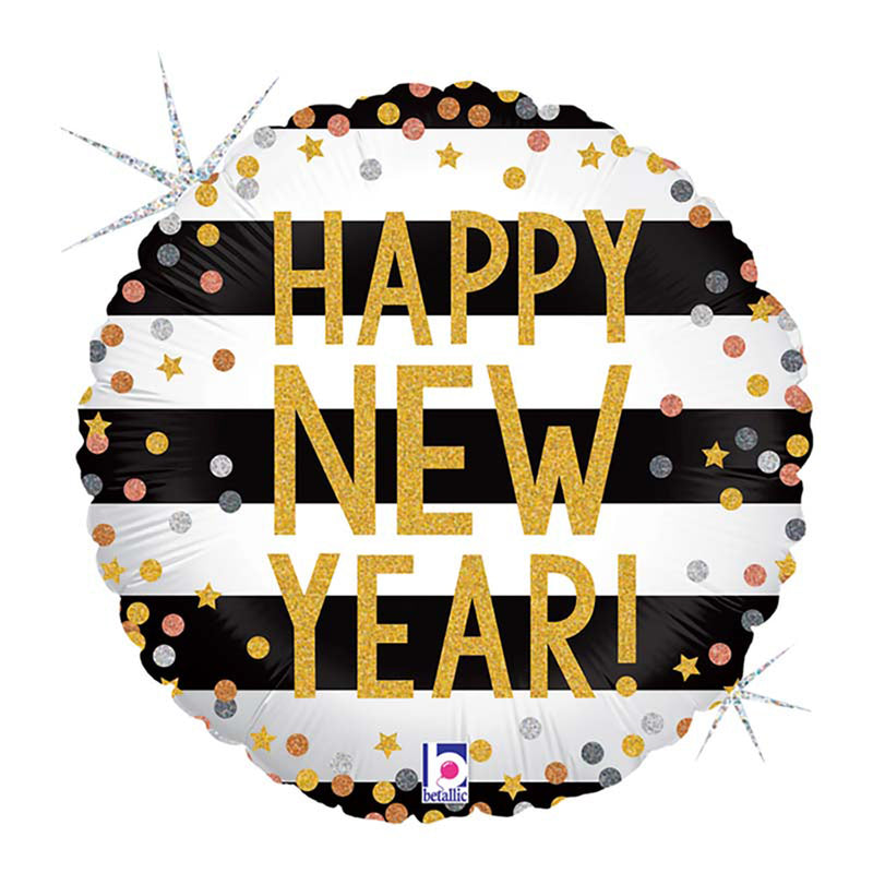 18"/Ø46cm Folienballon "New Year Konfetti" Holo/Glitter