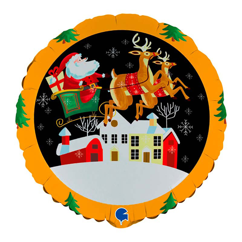 18"/Ø46cm Folienballon "Weihnachtsmann im Schlitten"