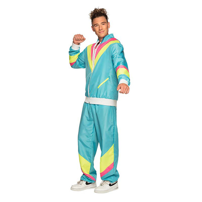 Kostüm Trainingsanzug Türkis Neonblau Gr. L