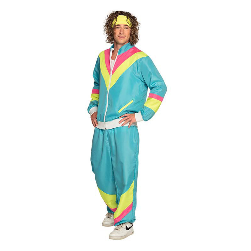 Kostüm Trainingsanzug Türkis Neonblau Gr. L
