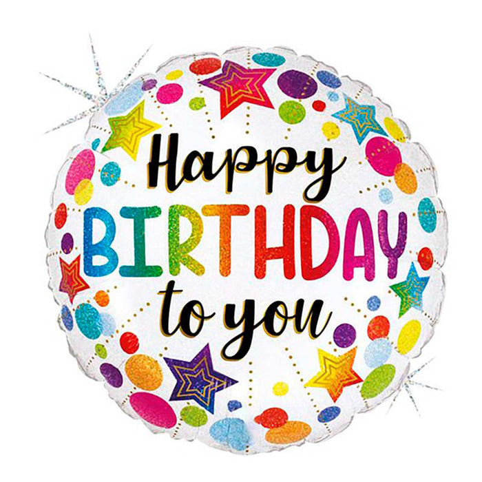 ABC18 Folienballon "Birthday Stars & Dots" | Ø 46 cm
