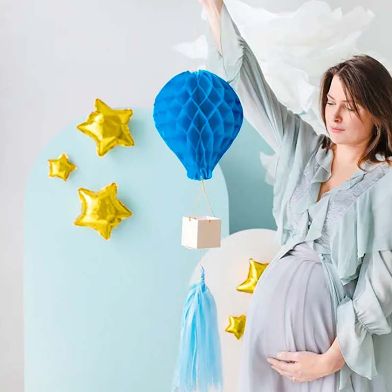 Wabenball Heißluftballon Blau