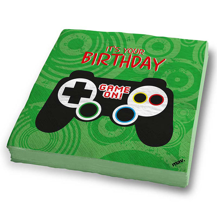 Servietten Happy Birthday Game Controller 33x33cm/ 20St.