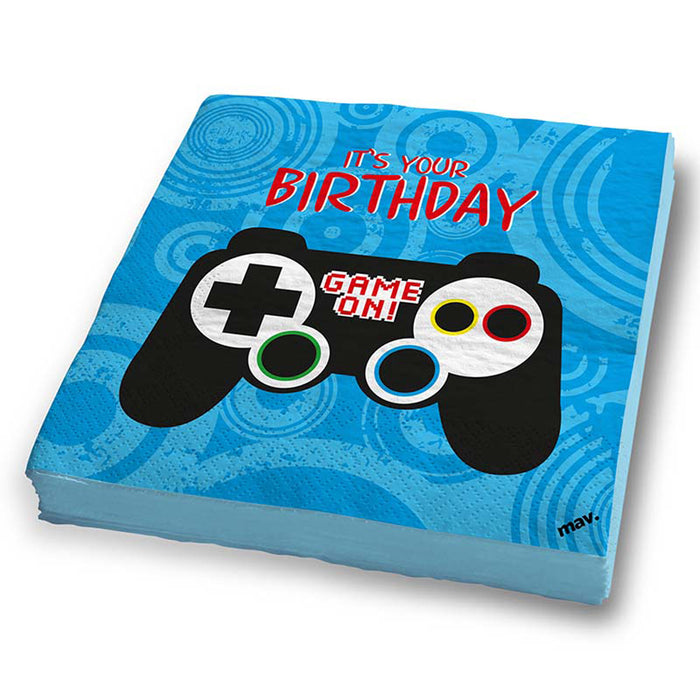 Servietten Happy Birthday Game Controller 33x33cm/ 20St.