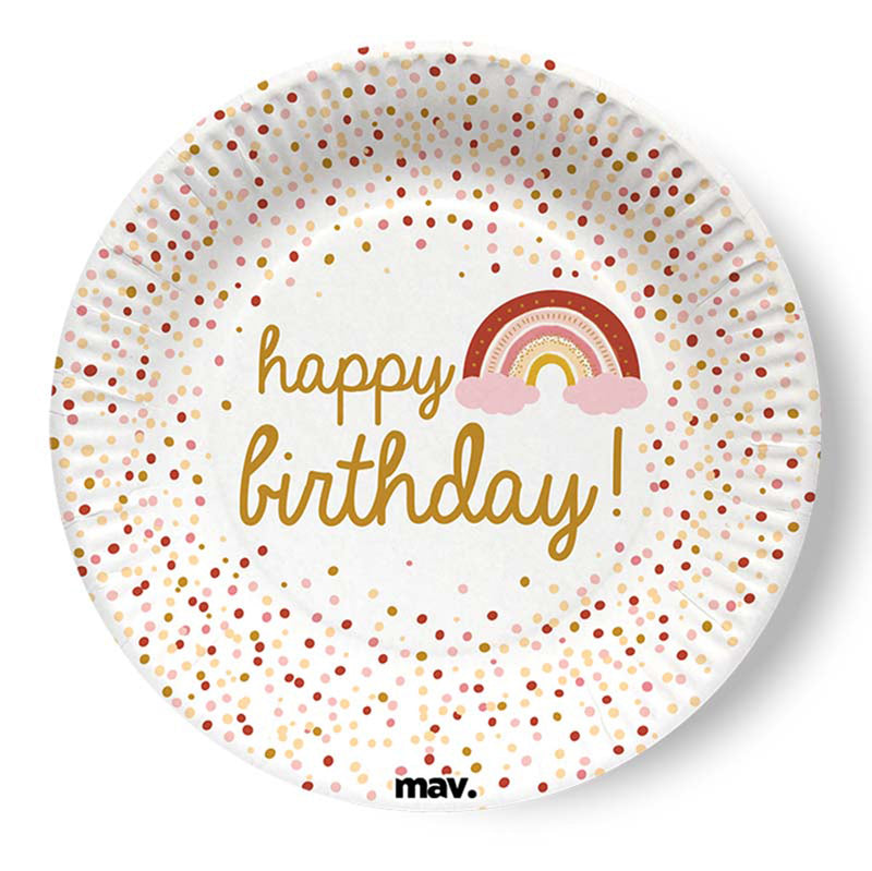 Pappteller "HB Boho Birthday" | Ø18cm/8Stk.