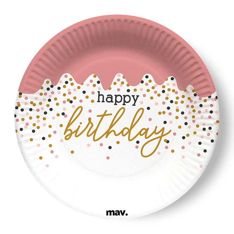 Pappteller "HB Rose Confetti" | Ø18cm/8Stk.