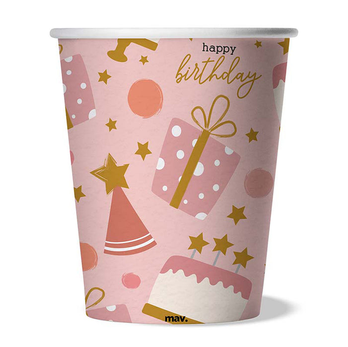 Pappbecher HB Rose Confetti 200ml/8Stk.