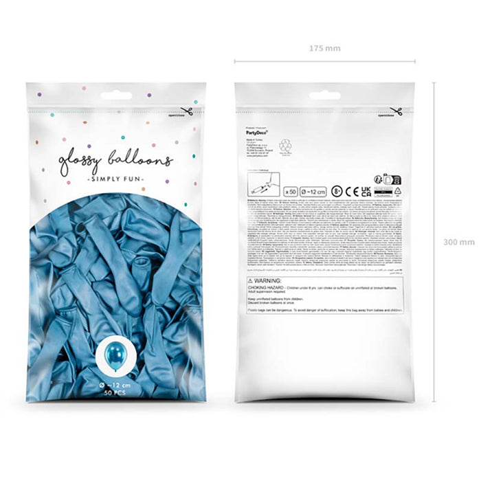 50 Stk. Luftballon Ø12cm "Uni Glossy" | Blau