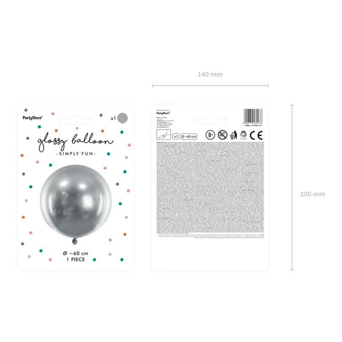1 Stk. Luftballon Ø60cm "Uni Glossy" | Silber