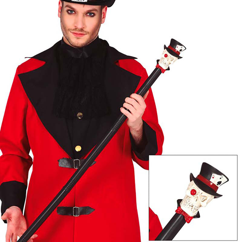 Stab Totenkopf mit Zylinder, 85cm