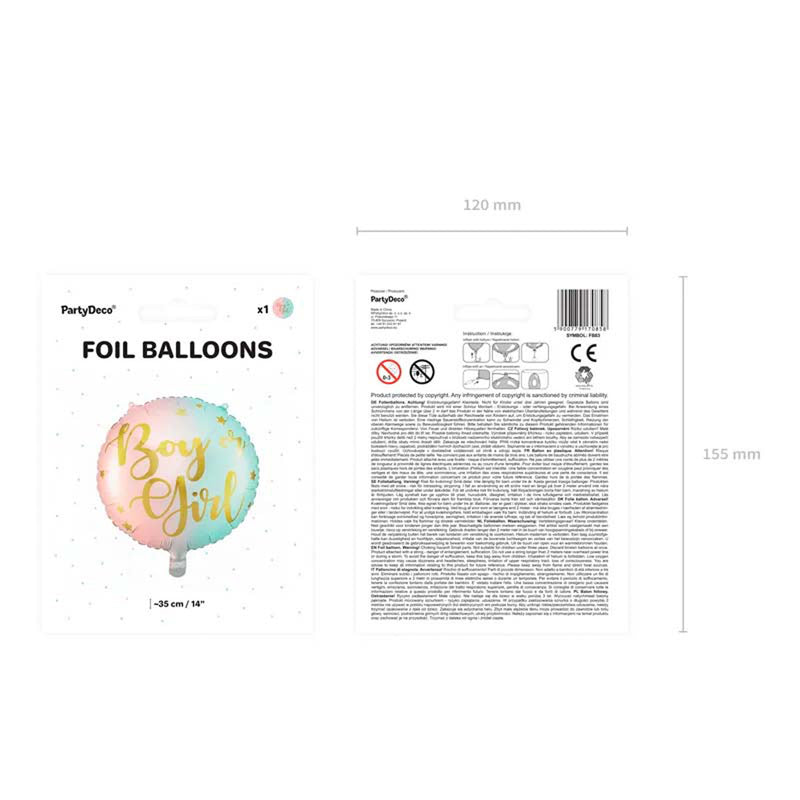 18"/Ø45cm Folienballon "Boy or Girl"