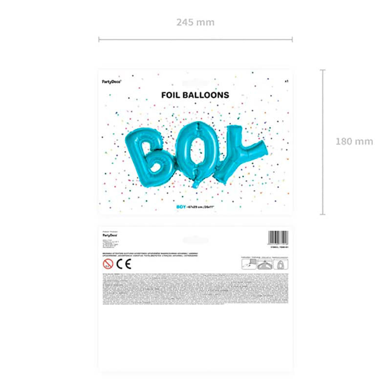 ABC14 Ballongirlande "BOY" 67x29cm | Blau Babyparty Dekoration Jungen