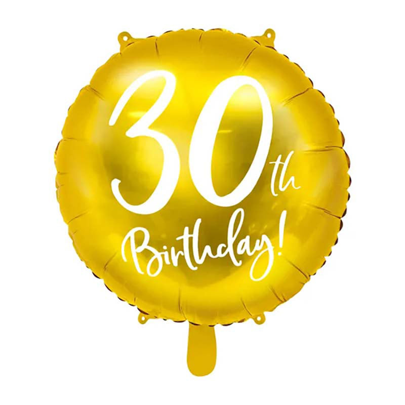 18"/Ø45cm Folienballon "30th Birthday" | Gold
