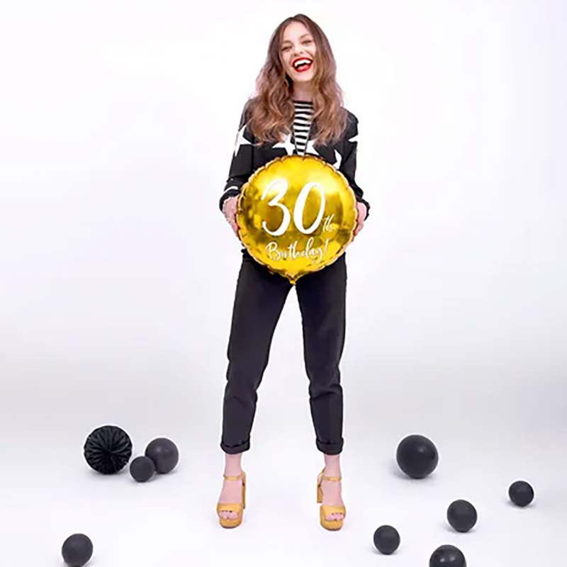 18"/Ø45cm Folienballon "30th Birthday" | Gold