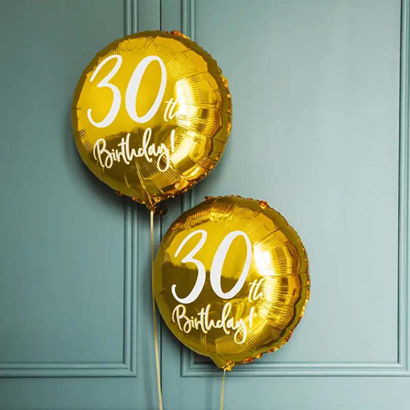 18"/Ø45cm Folienballon "30th Birthday" | Gold