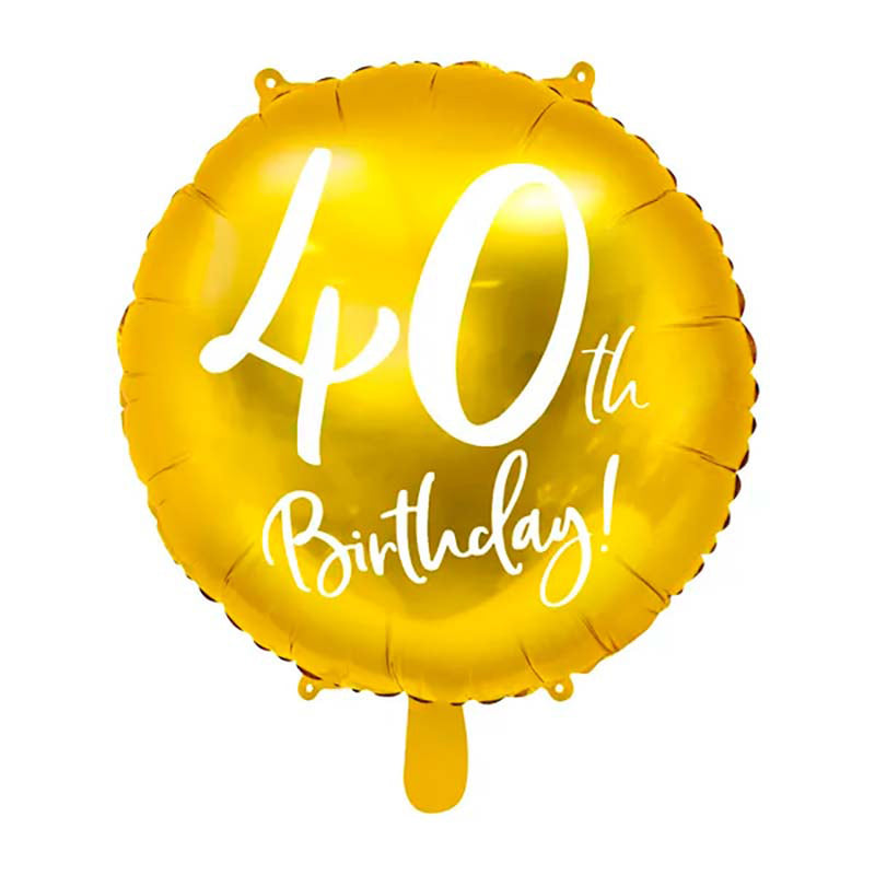 18"/Ø45cm Folienballon "40th Birthday" | Gold
