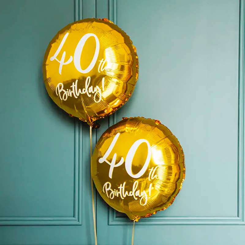 18"/Ø45cm Folienballon "40th Birthday" | Gold