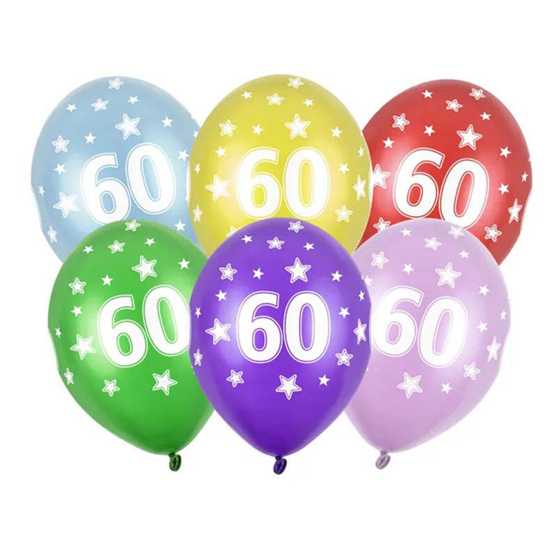 Latexballon Ø30cm "Happy Birthday" | 6 Stk. - Zahl #60