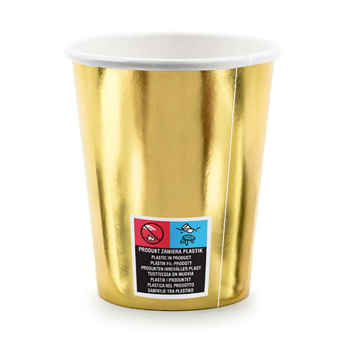 Pappbecher Happy Birthday #30 220ml/6Stk. Gold