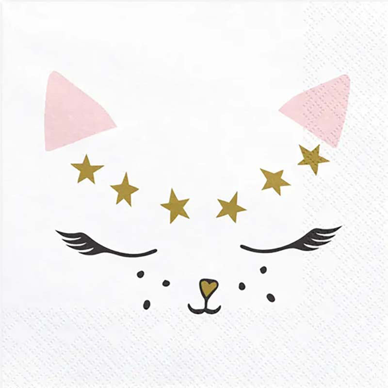 Servietten Katzen 20Stk./33x33cm | Weiß