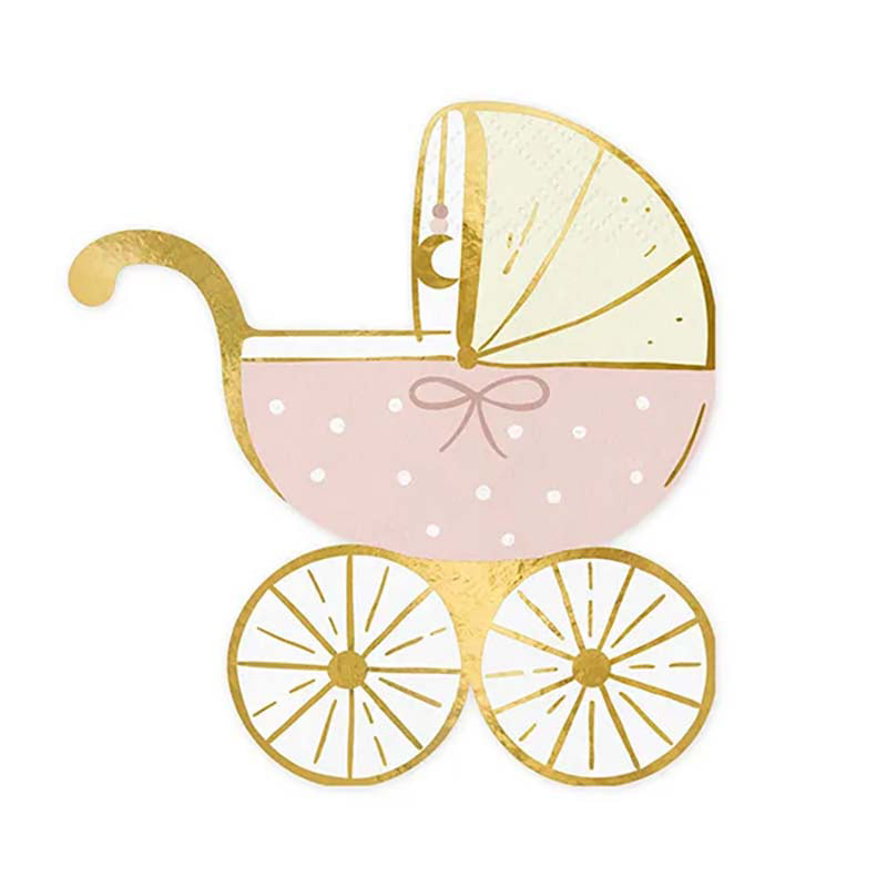 Servietten "Baby Kinderwagen" 20Stk./14x15 cm | Rosa
