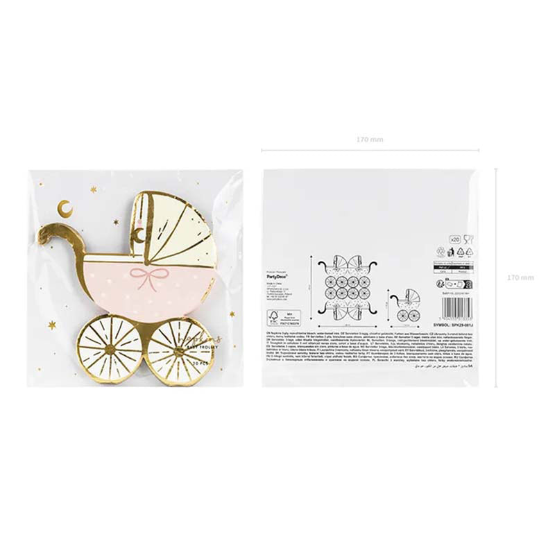 Servietten "Baby Kinderwagen" 20Stk./14x15 cm | Rosa