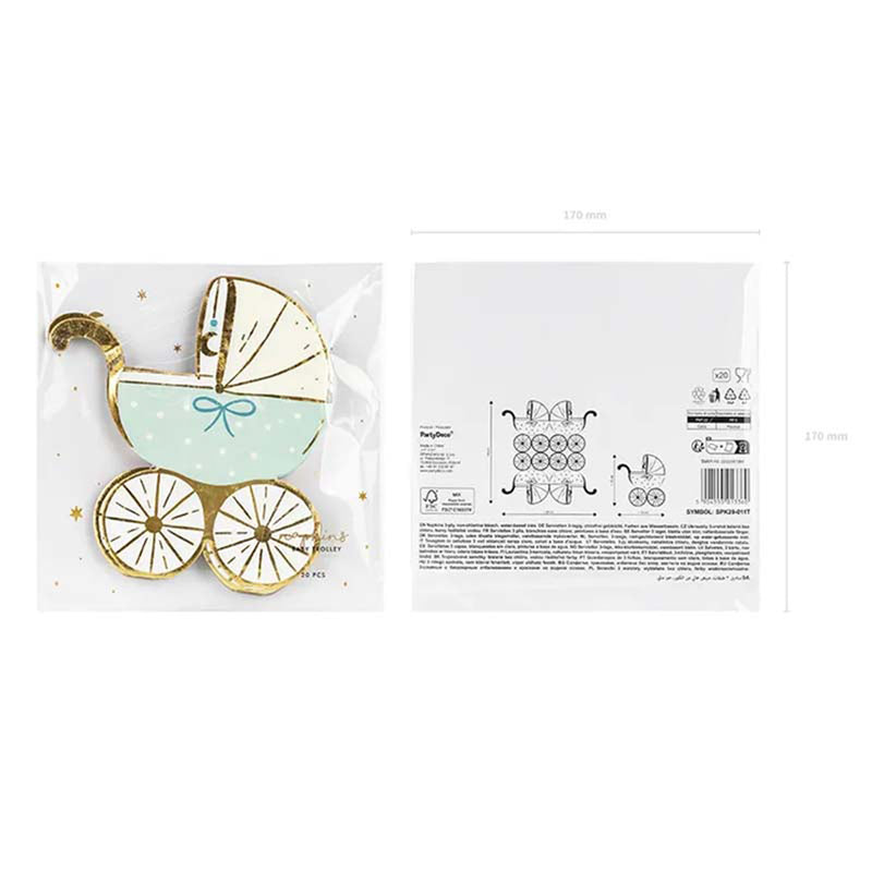 Servietten "Baby Kinderwagen" 20Stk./14x15 cm | Blau