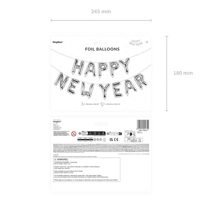 Ballongirlande "Happy New Year" 370x35cm | Silber