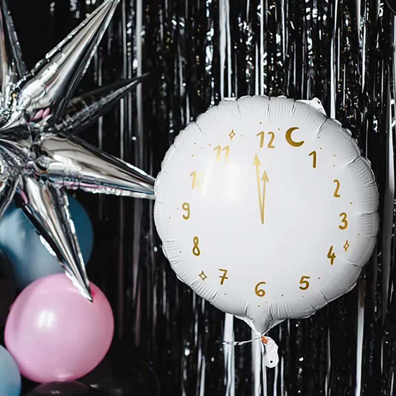 18"/Ø45cm Folienballon "Happy New Year" Uhr