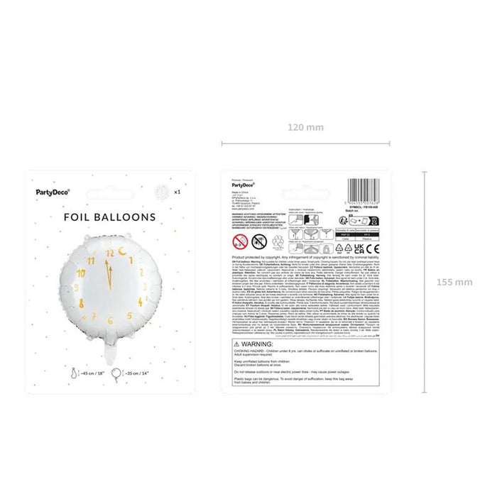 ABC18 Folienballon "Happy New Year" Uhr | Ø 45 cm