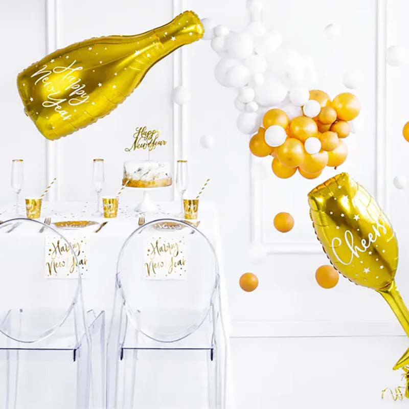 Servietten "Happy New Year" 20Stk/33x33cm | Weiß/Gold