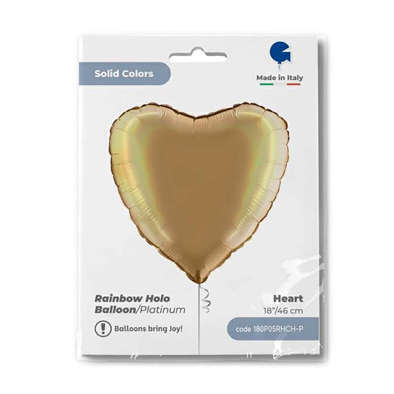 18"/Ø46cm Herz Folienballon  Uni | Champagner Holo