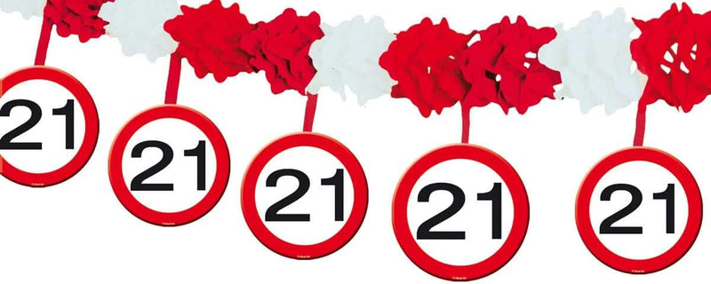 Girlande Verkehrsschild 21. Geburtstag